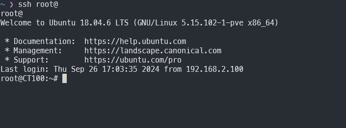 Screenshot of the error in Proxmox